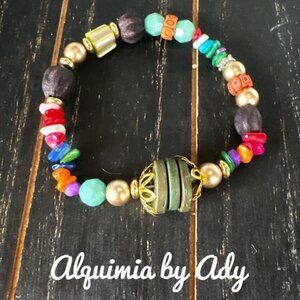Vibrant rainbow shell bracelet